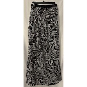 Old‎ Navy Womens White/Black Lightweight Elastic Waist Maxi Skirt Sz S Pockets